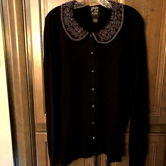 Jacque and Koko Sweaters Plus Size Jacque And Koko Button Down